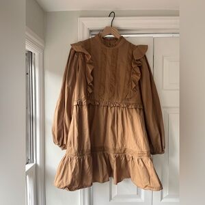 ASOS Miss Selfridge Tan Ruffle Mini Dress